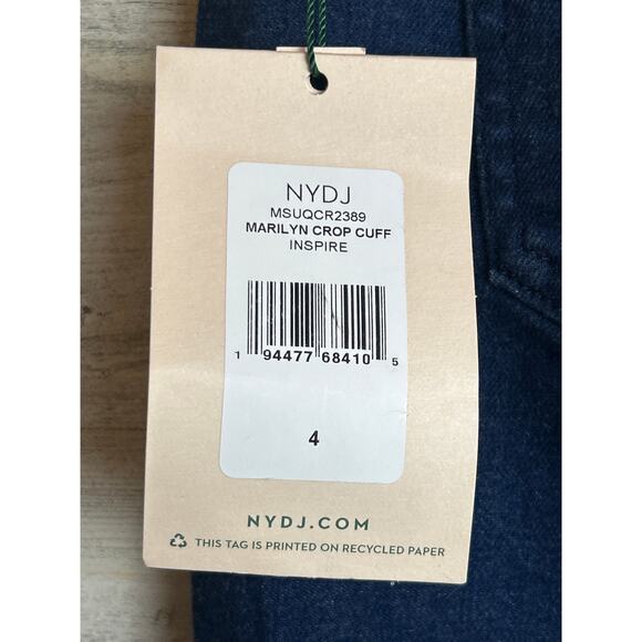 NYDJ Women’s 4 Marilyn Crop Roll Cuff Blue Denim Straight Leg Jeans NWT - Picture 9 of 9